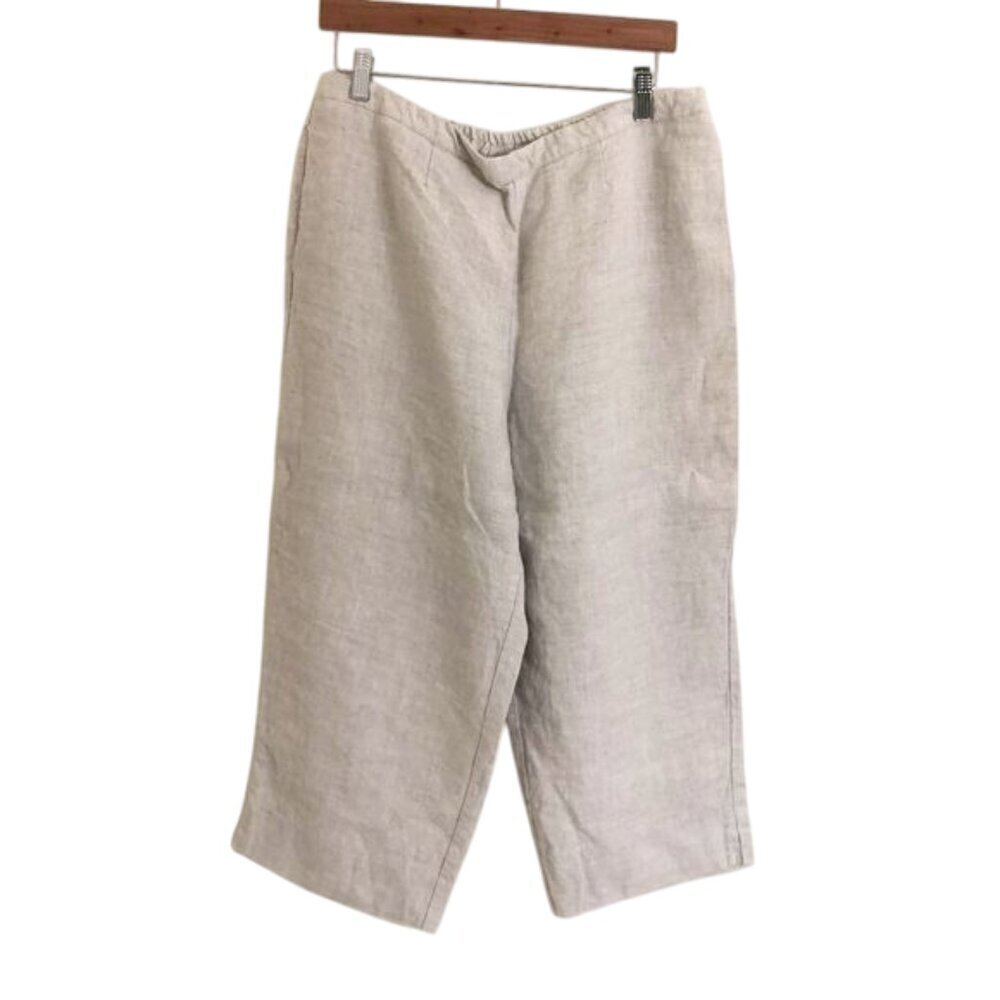 Kim Rogers 100% Linen‎ Cropped Pull On Pants Size L